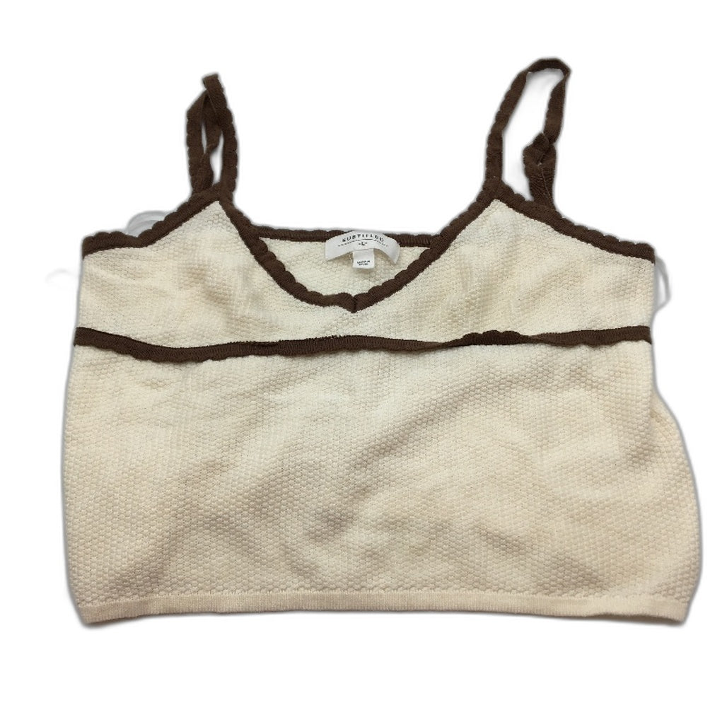 Subtitled Nori Compact Brown & Cream Contrast Knit Top Ladies Size Large NEW