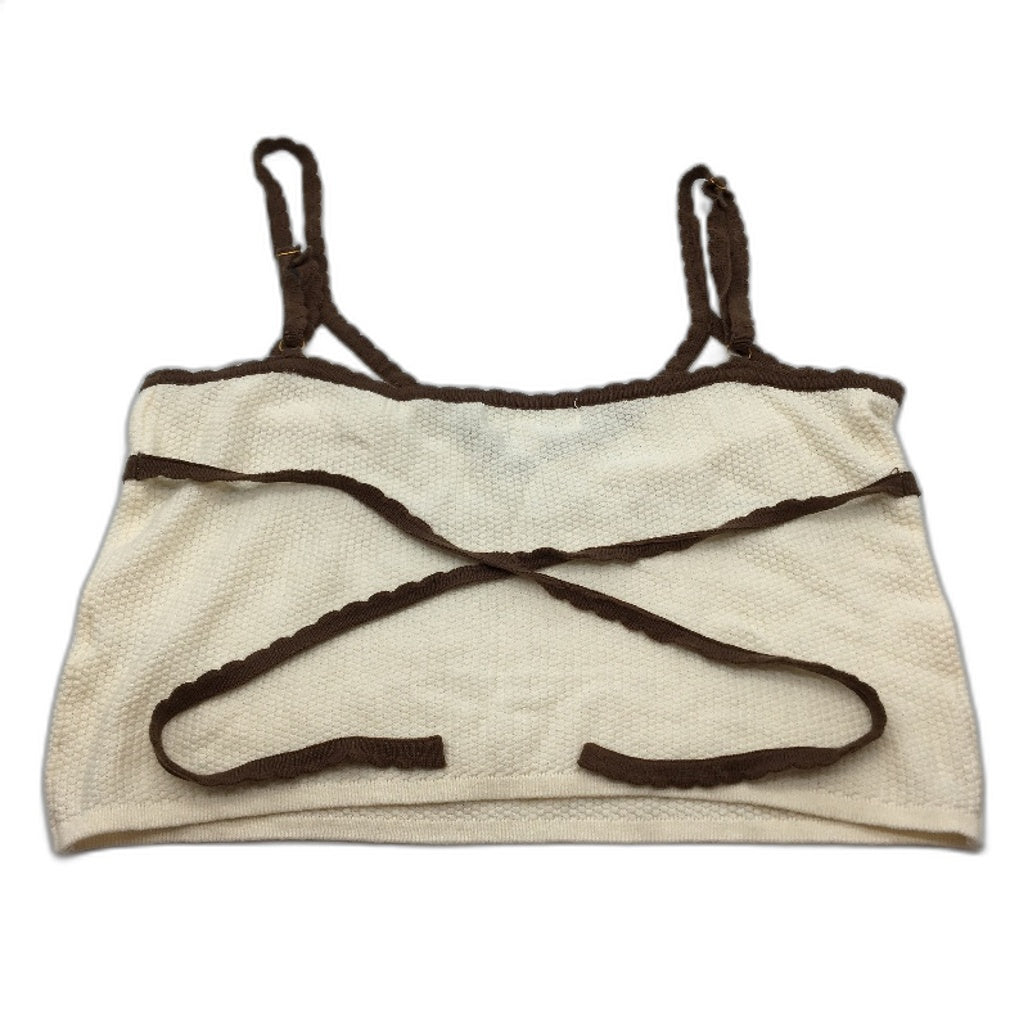 Subtitled Nori Compact Brown & Cream Contrast Knit Top Ladies Size Large NEW