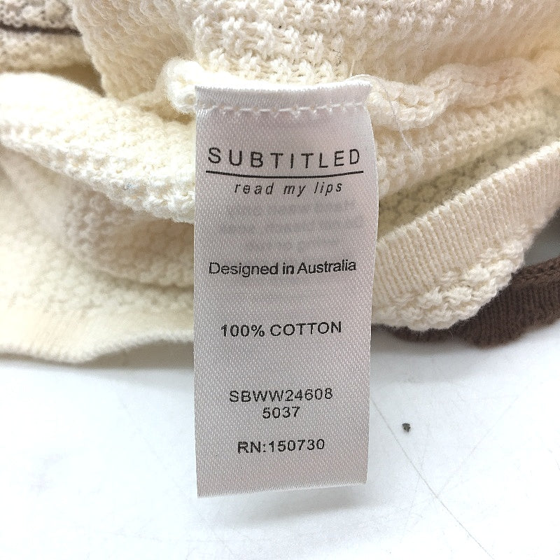 Subtitled Nori Compact Brown & Cream Contrast Knit Top Ladies Size Large NEW