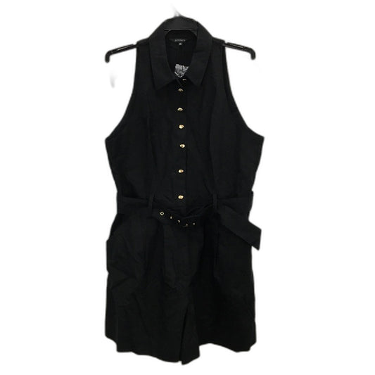 Portmans Corey Black Sleeveless Belted Collared Playsuit - Linen Blend - Size AU 14 NEW