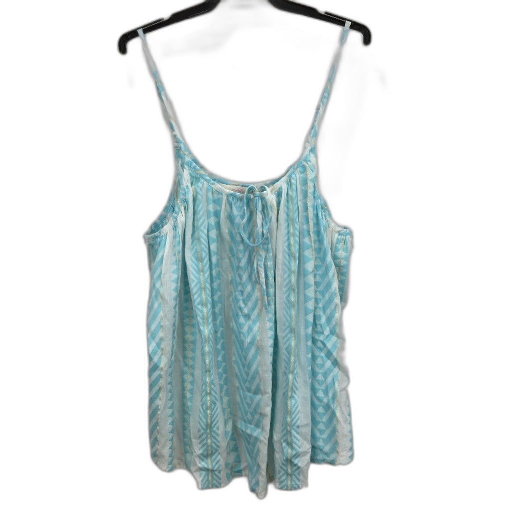 Peter Alexander Blue Patterned Pyjama Top Singlet Flowy Tie Front NEW