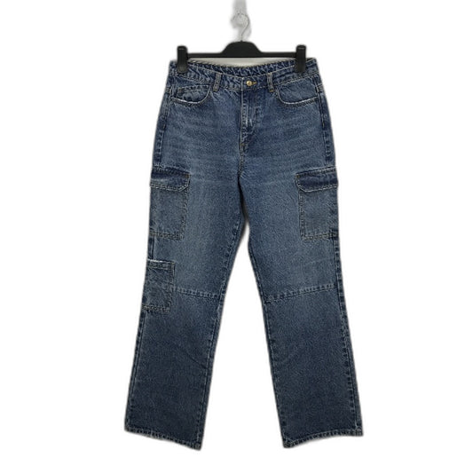 Zara Men's Blue Cotton Blend Long Pocket Cargo Jeans Size 32W Denim Style NEW