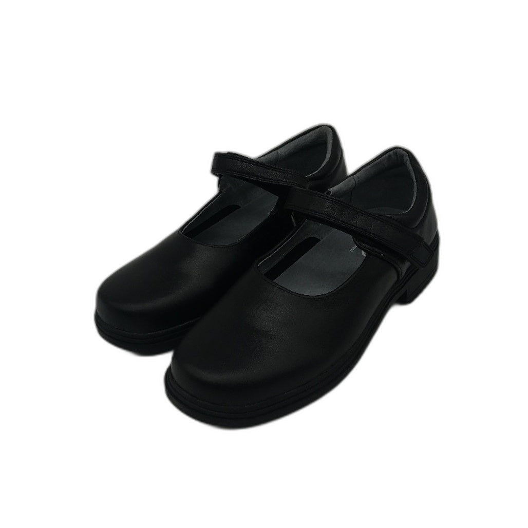 Lily & Dan Black Premium Leather School Shoes 'Mary Jane' Size Kids AU 5
