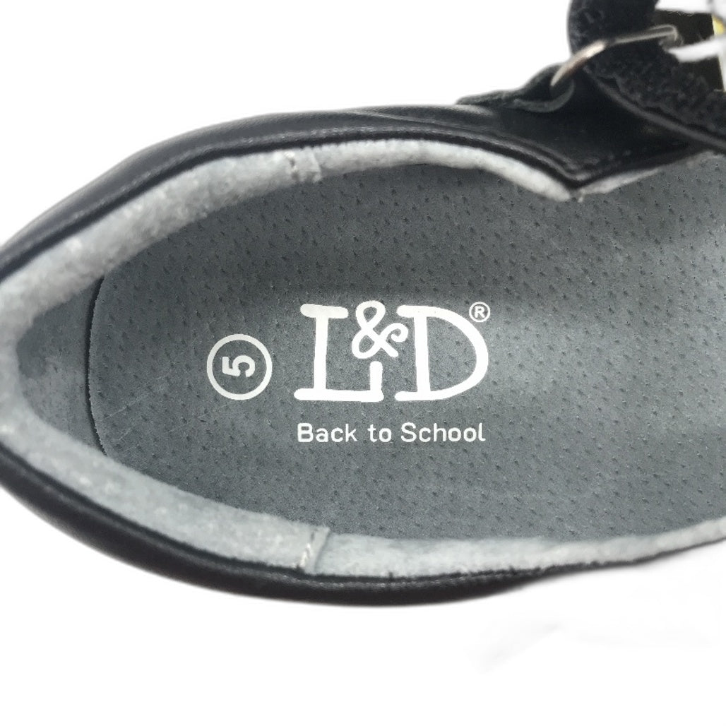 Lily & Dan Black Premium Leather School Shoes 'Mary Jane' Size Kids AU 5