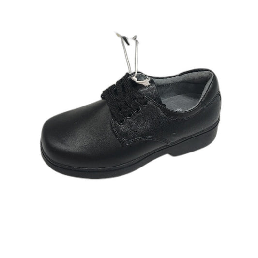 Lily & Dan Black Premium Leather School Shoes Lace-Up Size Kids AU 2