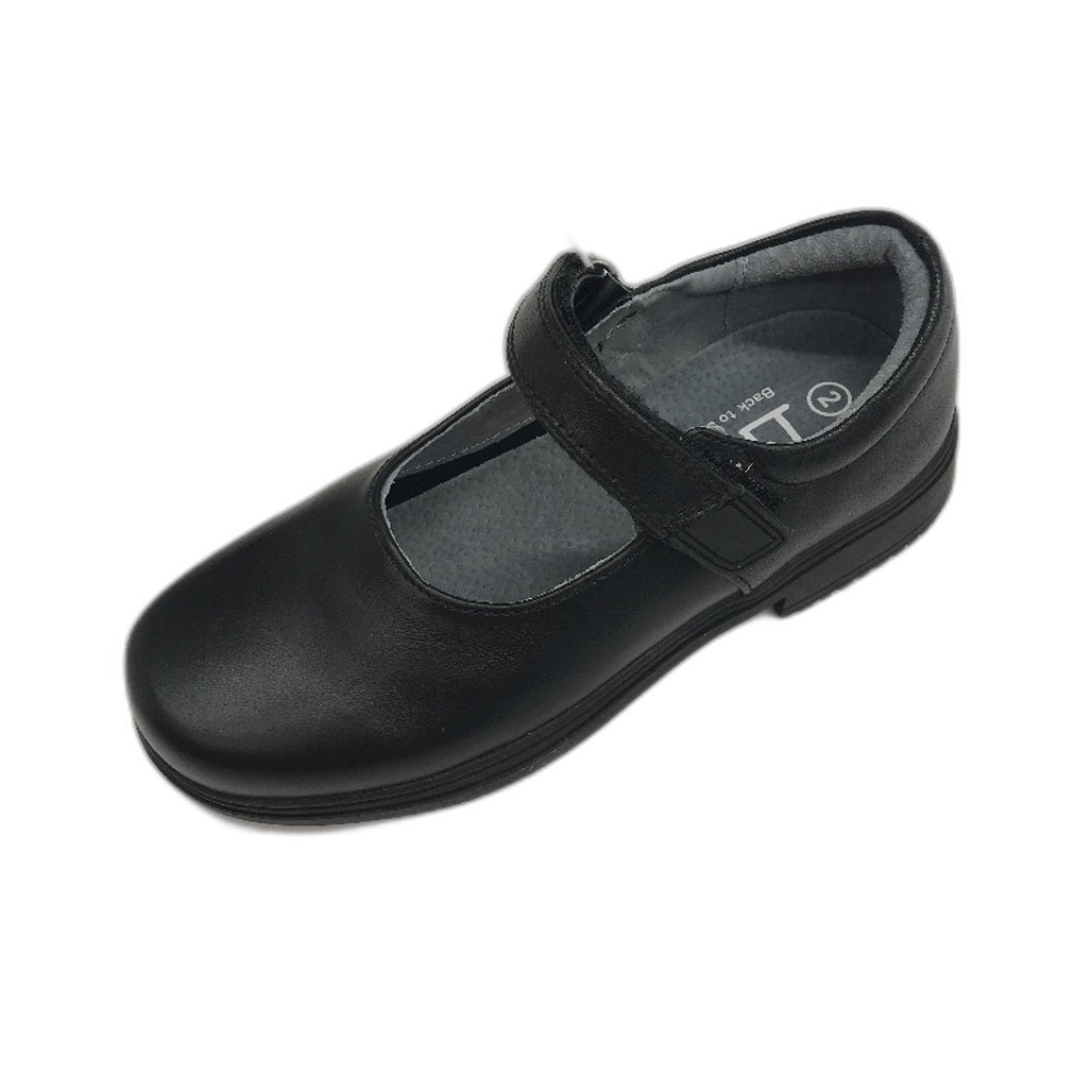 Lily & Dan Black Premium Leather School Shoes 'Mary Jane' Size Kids AU 2