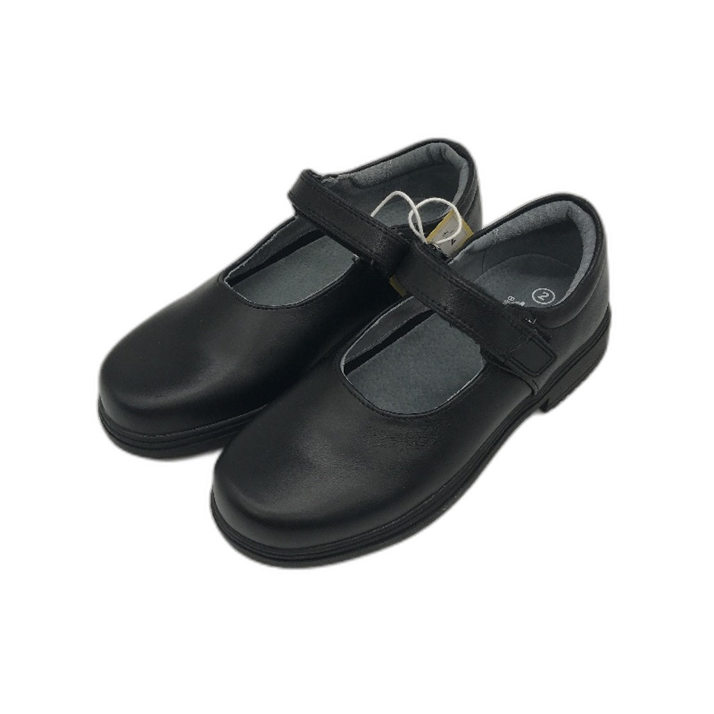 Lily & Dan Black Premium Leather School Shoes 'Mary Jane' Size Kids AU 2
