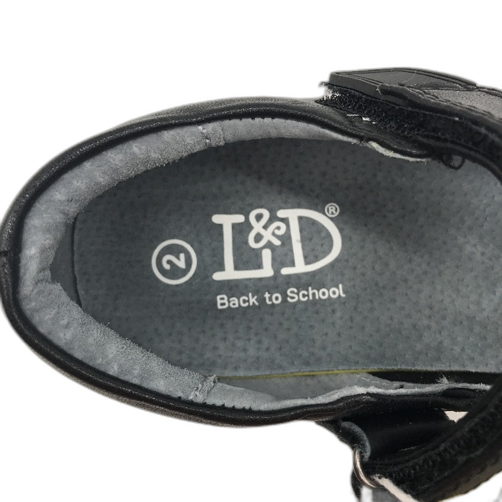 Lily & Dan Black Premium Leather School Shoes 'Mary Jane' Size Kids AU 2