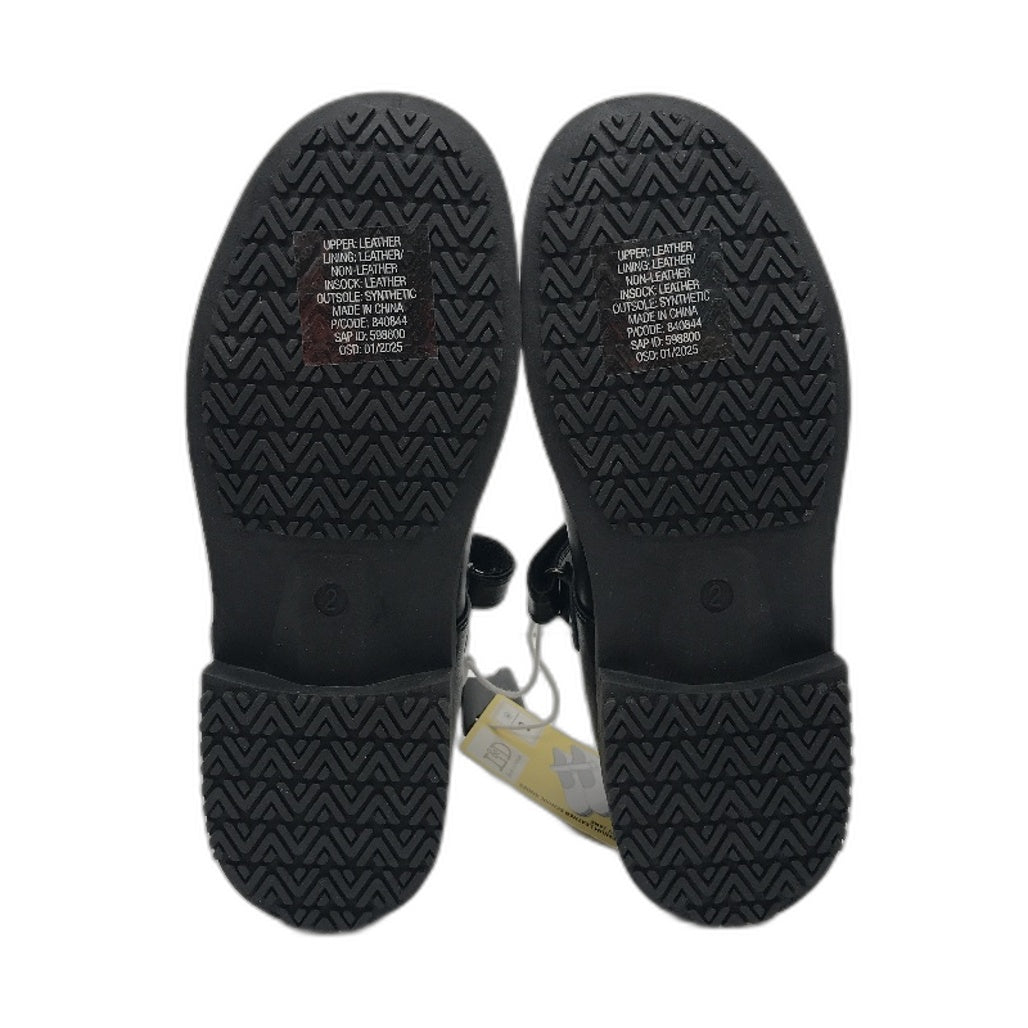 Lily & Dan Black Premium Leather School Shoes 'Mary Jane' Size Kids AU 2