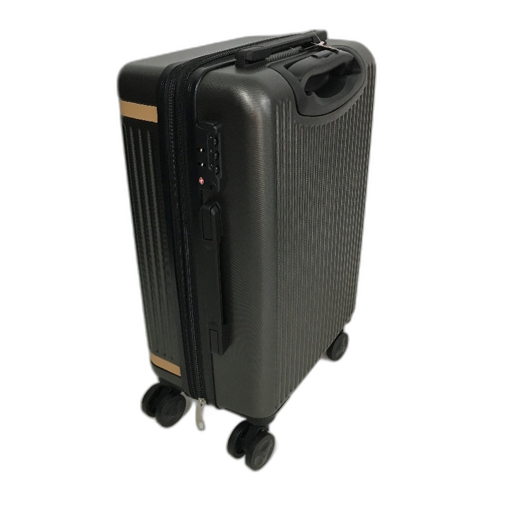 Sunway Charcoal & Tan Carry On TSA Lockable 47cm Hard Shell Travel Suitcase NEW