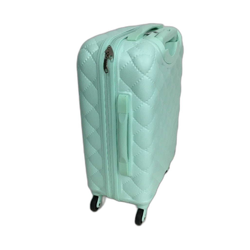 Sunway Mint Green Quilted Carry On TSA Lockable 50cm Hard Shell Travel Case NEW