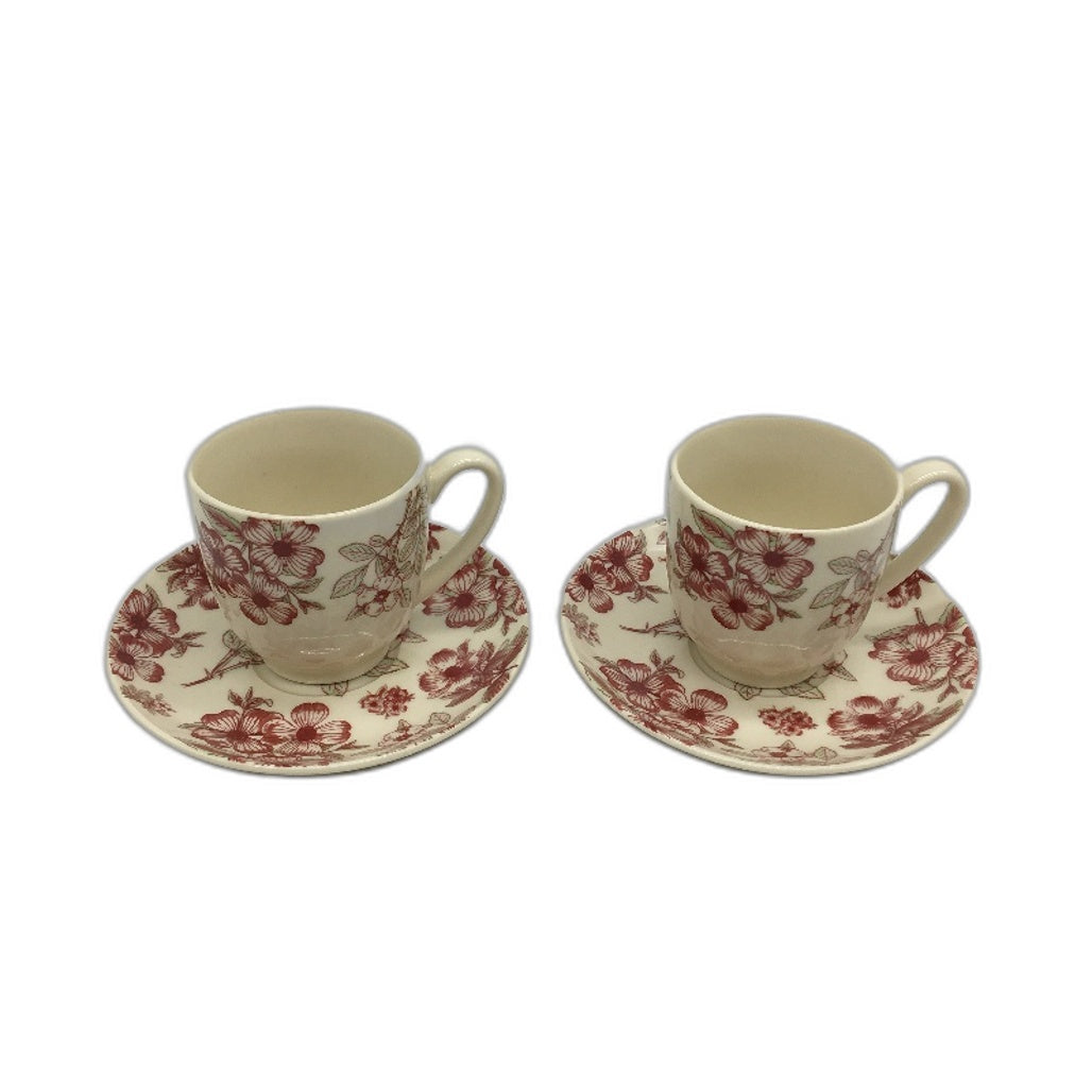 Casa Domani Creme de Creme Boquet Red Floral 2 Setting Tea Pot & Creamer Set