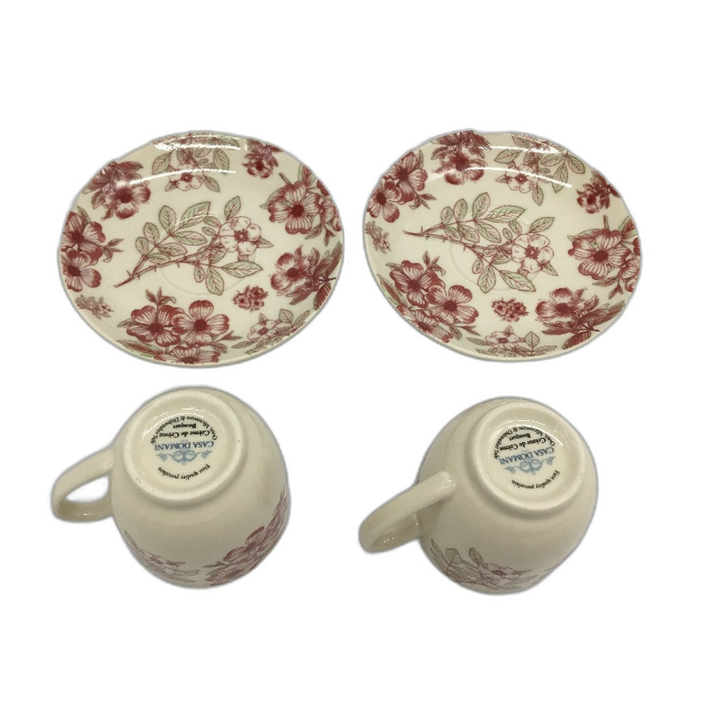 Casa Domani Creme de Creme Boquet Red Floral 2 Setting Tea Pot & Creamer Set