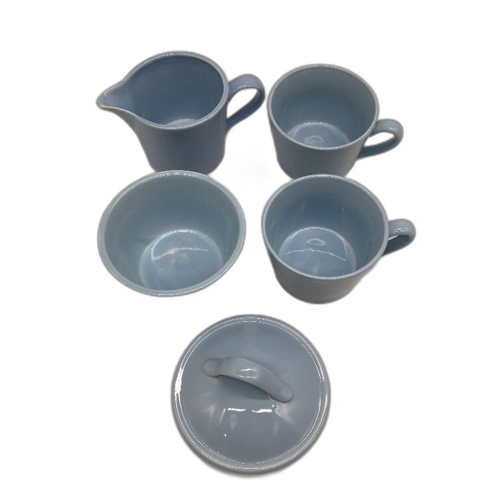 Provincial Home Living Light Blue Ceramic 9 Piece Coffe Cup Set With Sugar Bowl