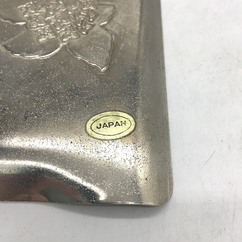 VINTAGE Japanese Silver Coloured Embossed Flower Made In Japan Trinket Tray