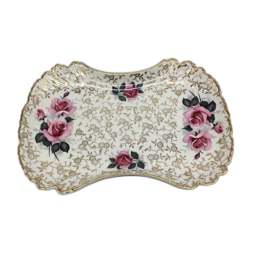 VINTAGE James Kent Staffordshire England Old Foley Pink Rose & Gold Accent Plate