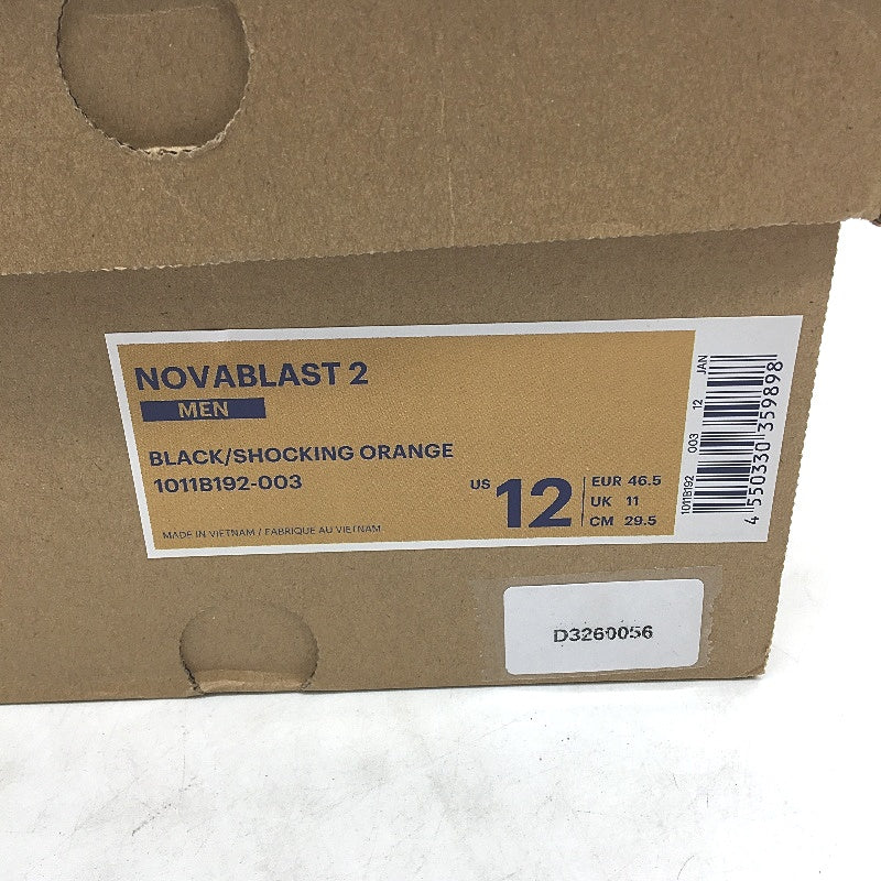 Asics Ortholite Novablast 2 Black Shock Orange Sneakers Mens US12 EU 46.5 NEW
