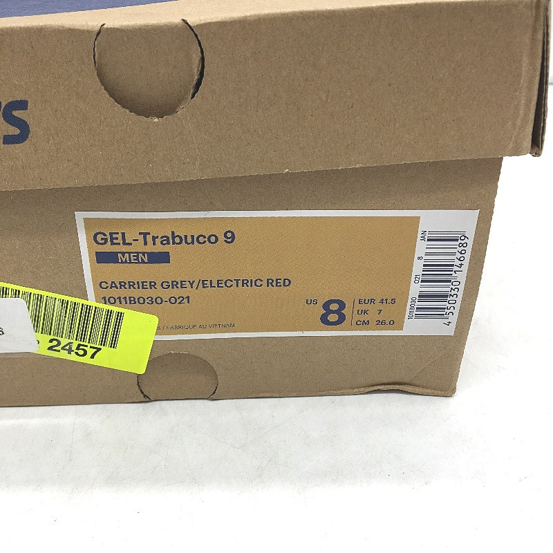 Asics Gel-Trabuco 9 Carrier Grey & Red Flyte Foam Sneakers Mens US 8 EU 41.5 NEW
