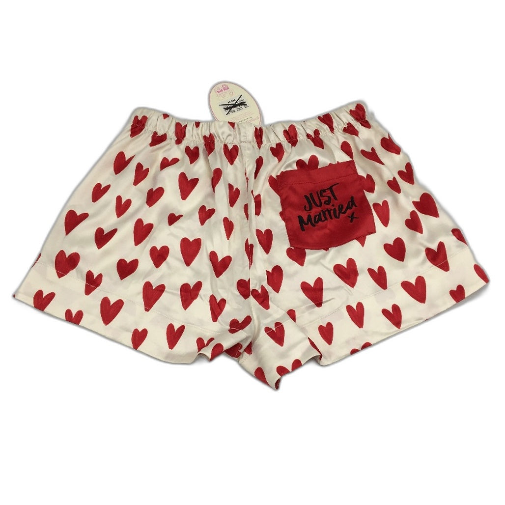 Peter Alexander Just Married Satin Hearts Boxer Shorts Ladies Size XS NEW