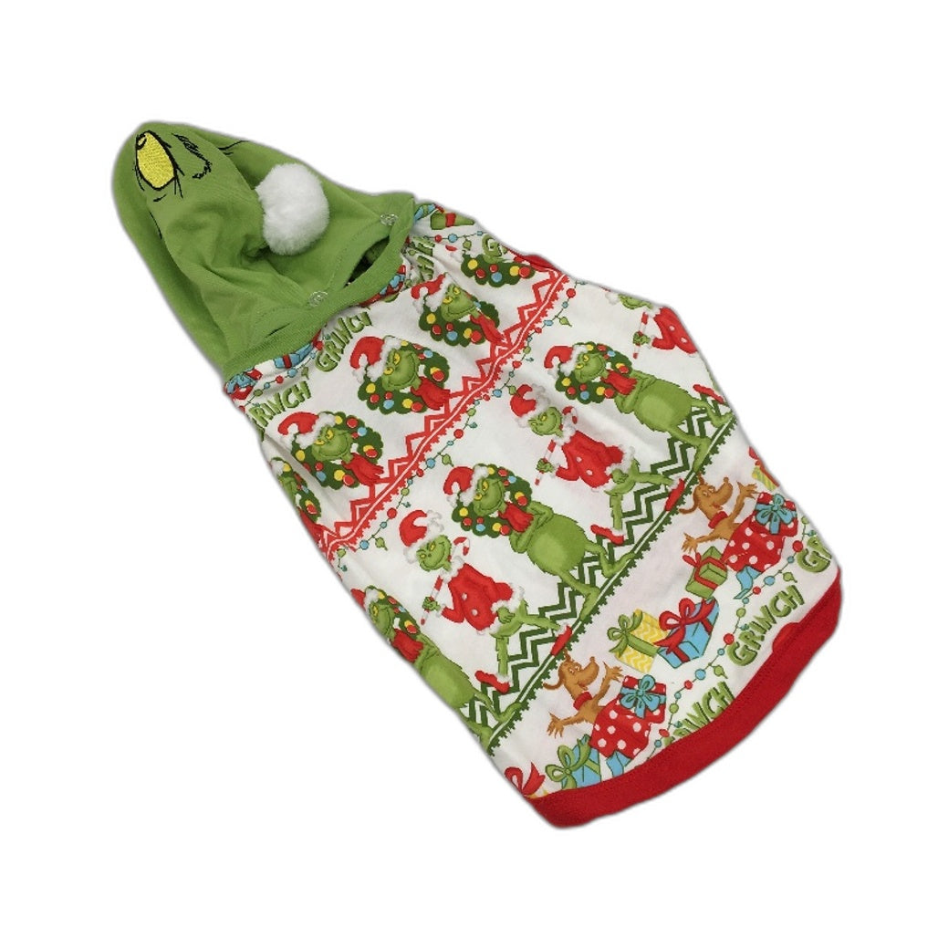 Peter Alexander The Grinch Fair Isle Fur Lined Hood Dog Hoodie Size Large NEW