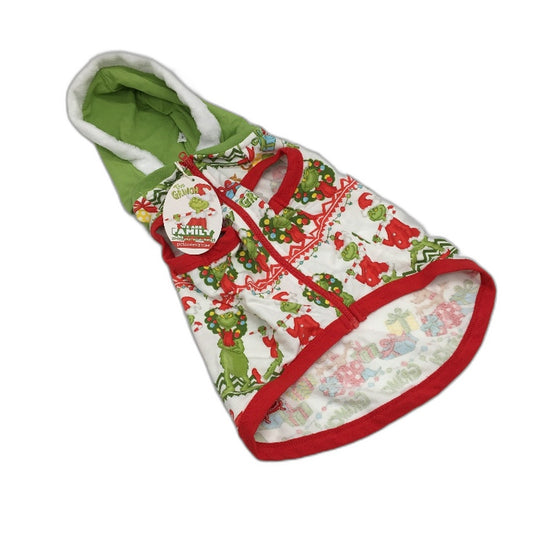 Peter Alexander The Grinch Fair Isle Fur Lined Hood Dog Hoodie Size Small NEW