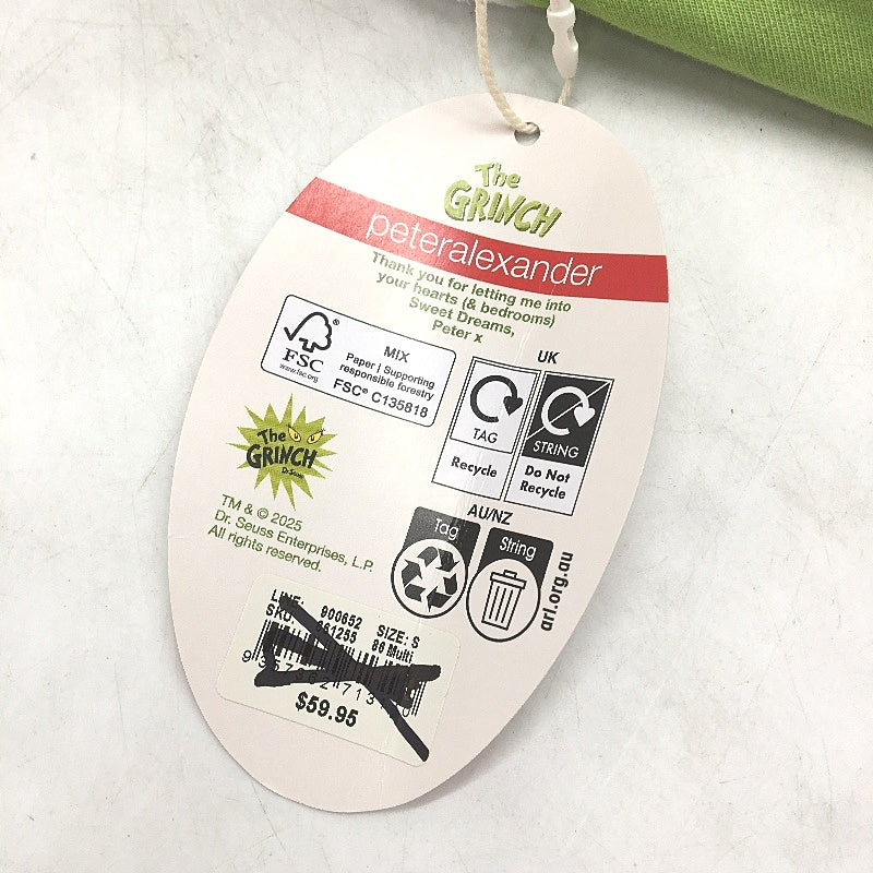 Peter Alexander The Grinch Fair Isle Fur Lined Hood Dog Hoodie Size Small NEW