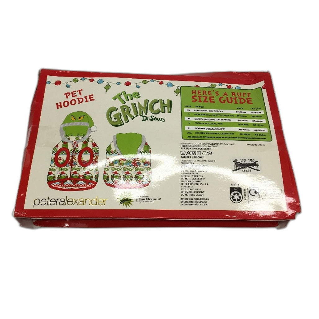 Peter Alexander The Grinch Fair Isle Fur Lined Hood Dog Hoodie Size Small NEW