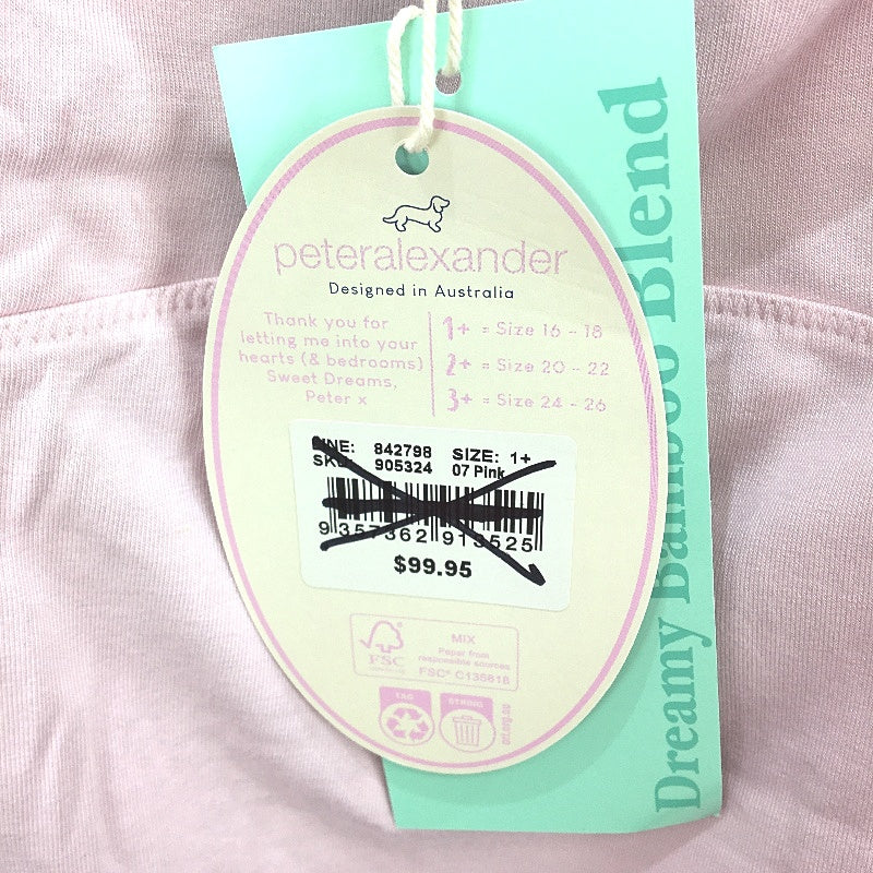 Peter Alexander Plus Pretty Pink Lace Trim Bamboo Slip Nightie Ladies Sz 1+ NEW