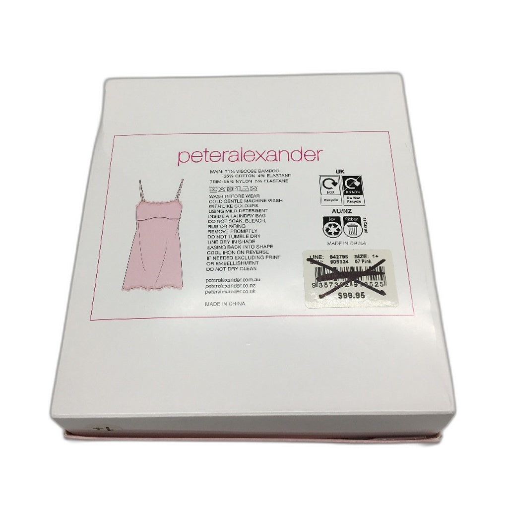 Peter Alexander Plus Pretty Pink Lace Trim Bamboo Slip Nightie Ladies Sz 1+ NEW