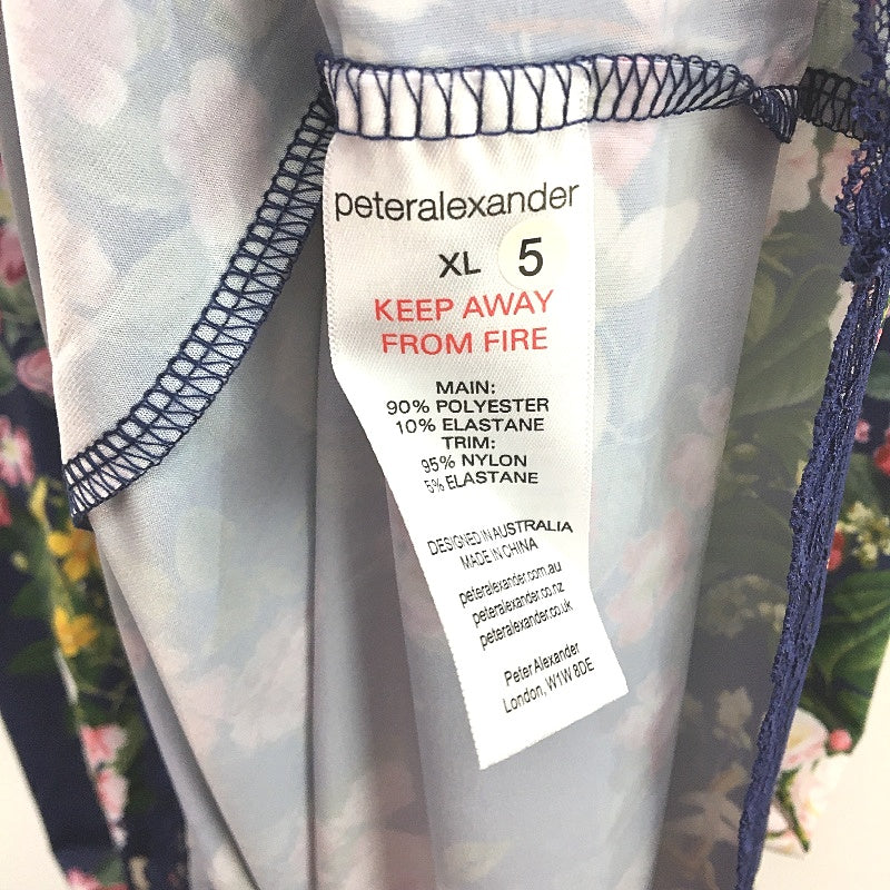 Peter Alexander Botanical Classic Printed Blue Slinky Nightie Ladies Size XL NEW
