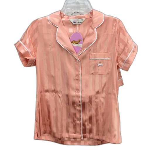 Peter Alexander Apricot Penny Stripe Chic Satin Shortie PJ Set Ladies Sz 2XS NEW