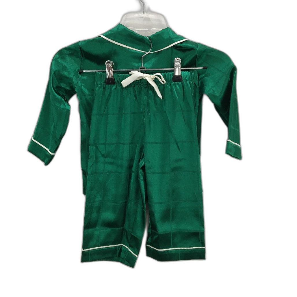 Peter Alexander Junior Green Check Satin Long Pyjama Set Kids Size 2 NEW
