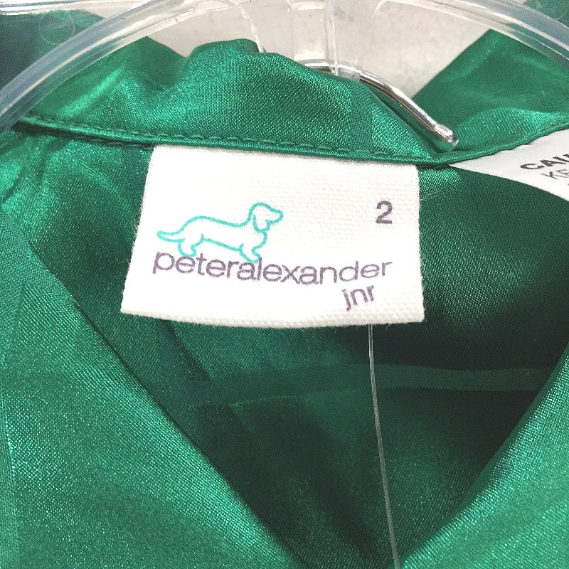 Peter Alexander Junior Green Check Satin Long Pyjama Set Kids Size 2 NEW