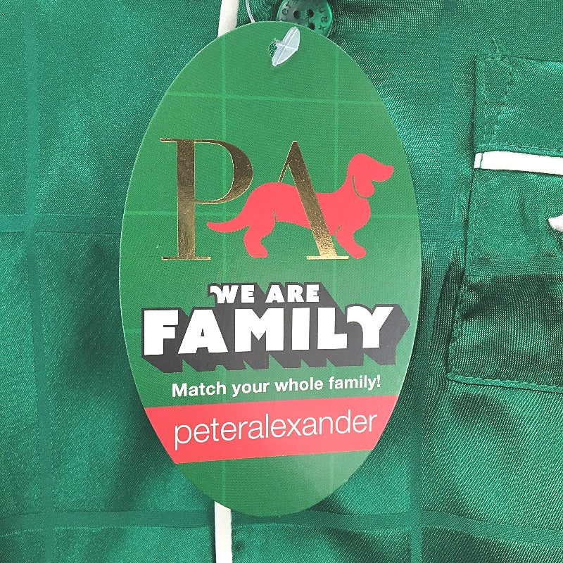 Peter Alexander Junior Green Check Satin Long Pyjama Set Kids Size 2 NEW