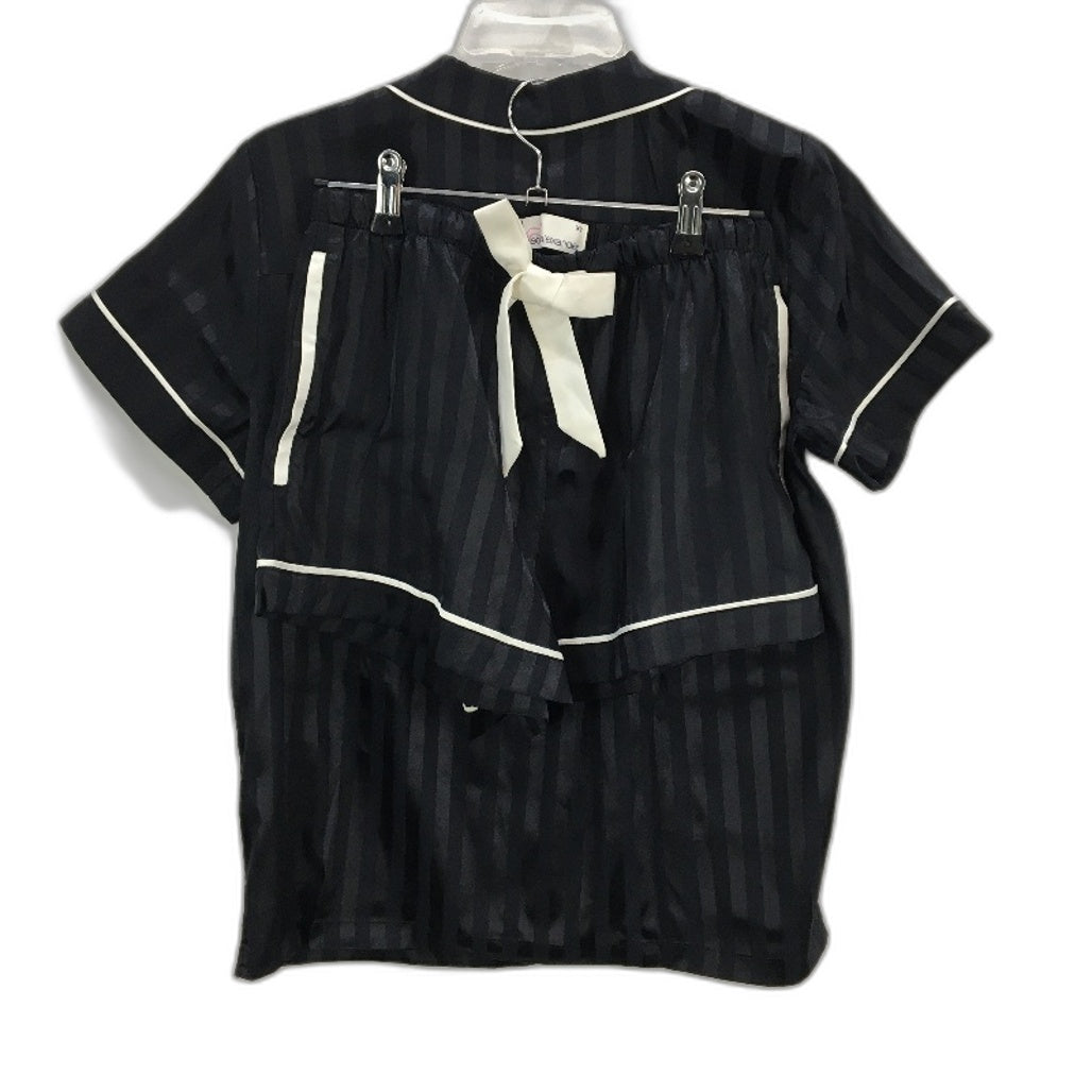 Peter Alexander Black Stripe Chic Satin Shortie PJ Set Ladies Size XS NEW