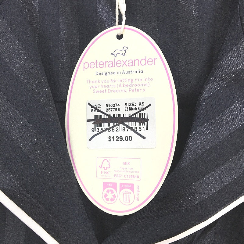 Peter Alexander Black Stripe Chic Satin Shortie PJ Set Ladies Size XS NEW
