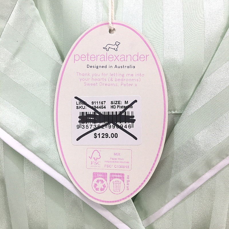 Peter Alexander Pistachio Green Stripe Chic Satin Shortie PJ Set Ladies Sz M NEW