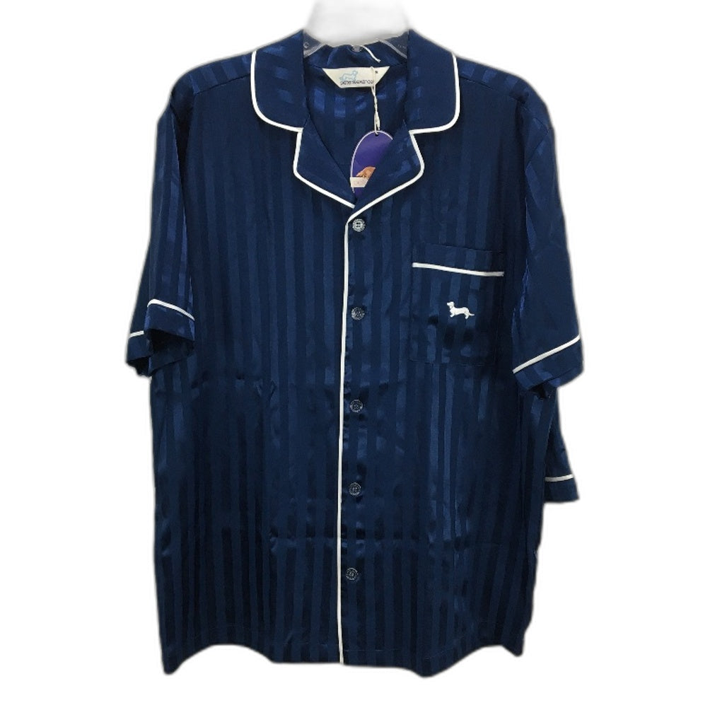 Peter Alexander Navy Stripe Chic Satin Shortie PJ Set Mens Size Medium NEW