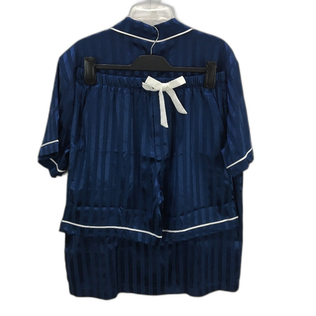Peter Alexander Navy Stripe Chic Satin Shortie PJ Set Mens Size Medium NEW