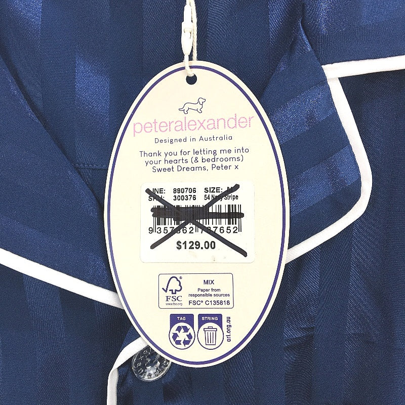 Peter Alexander Navy Stripe Chic Satin Shortie PJ Set Mens Size Medium NEW