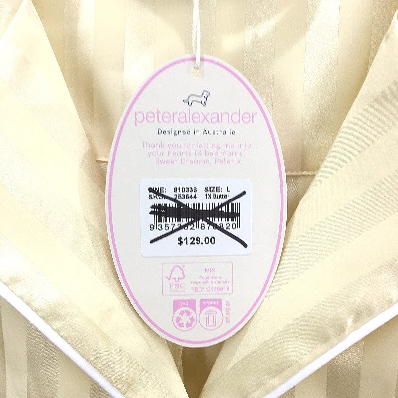 Peter Alexander Butter Stripe Chic Satin Shortie PJ Set Ladies Size Large NEW