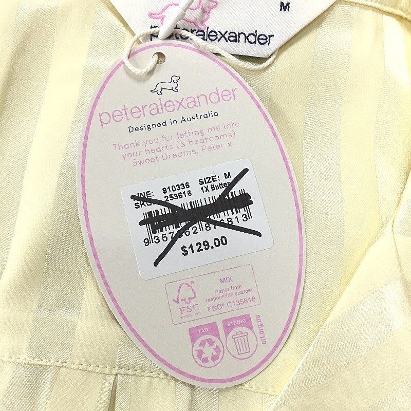 Peter Alexander Butter Stripe Chic Satin Shortie PJ Set Ladies Size Medium NEW