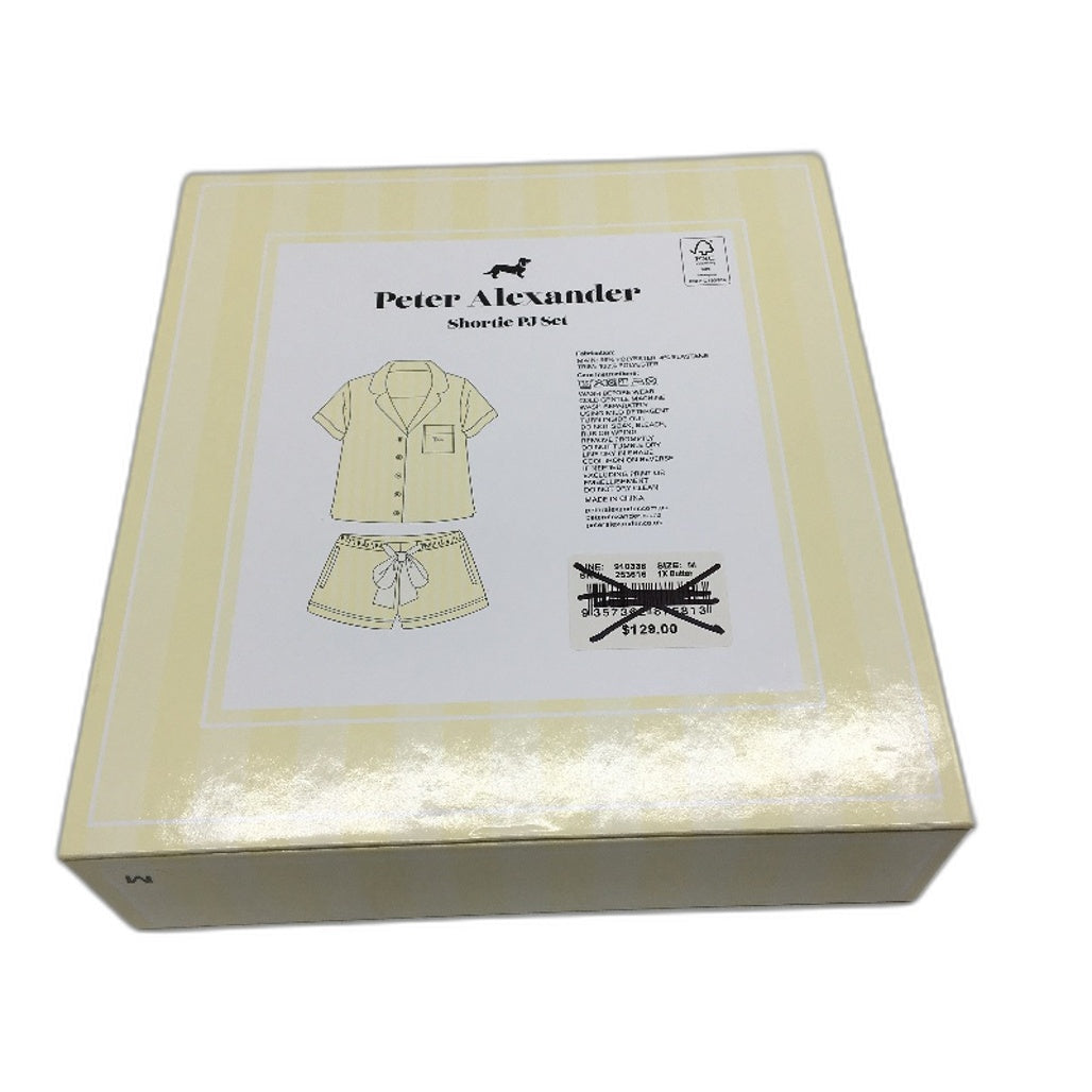 Peter Alexander Butter Stripe Chic Satin Shortie PJ Set Ladies Size Medium NEW