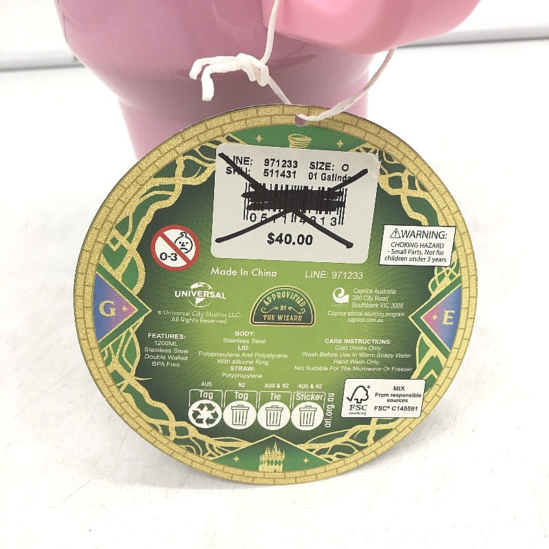 Jay Jays Wicked Movie Galinda 1200mL Pink BPA Free Stainless Steel Tumbler NEW