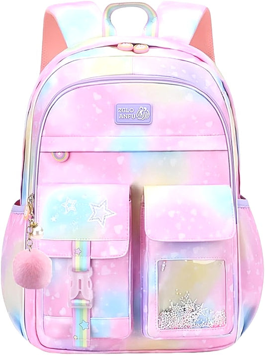 Kids School Bag Large Capacity Lightweight Multifunctional Backpack Pink NEW