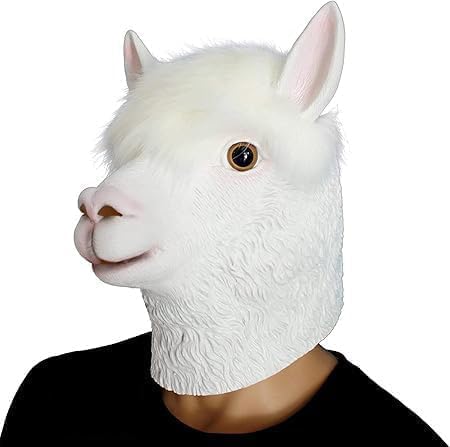 Latex Animal Head Mask Costume Halloween Party Outfit Alpaca Llama With Hole NEW