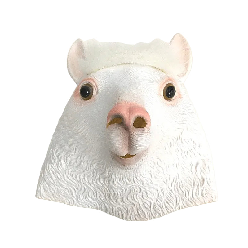 Latex Animal Head Mask Costume Halloween Party Outfit Alpaca Llama With Hole NEW
