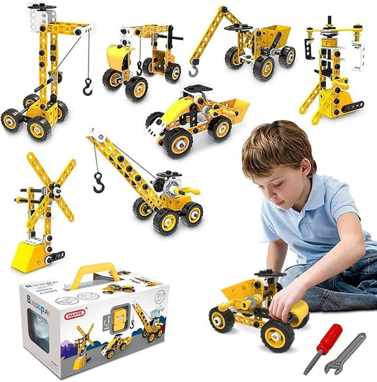 Build & Play 8 In 1 Take Apart Construction Vehicles Toy Truck Building Set NEW