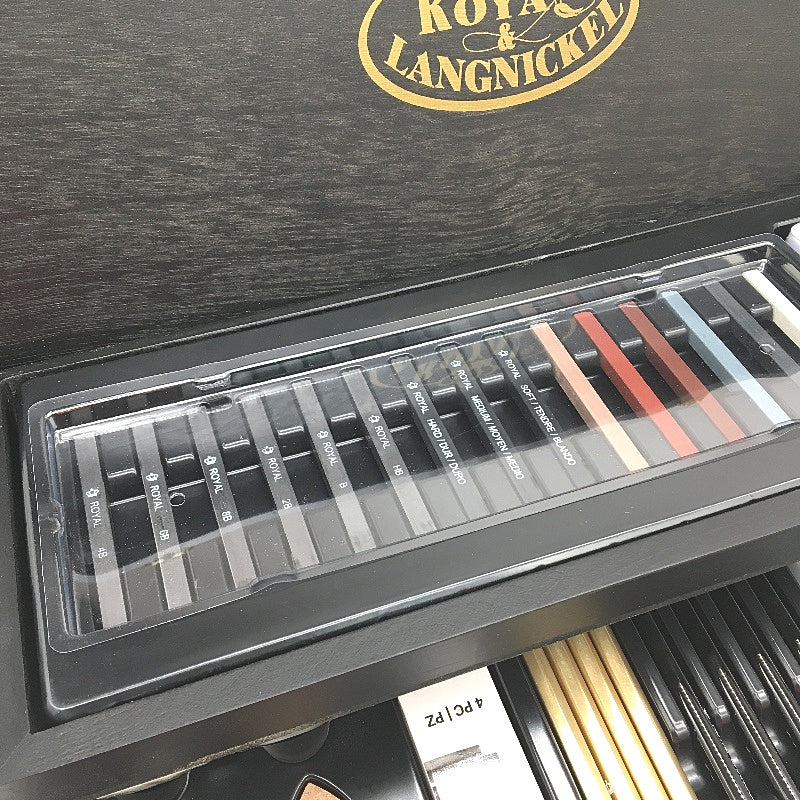 Royal&Langnickel Essentials 52PCS Black Series Sketching Art Set Wooden Box DEMO