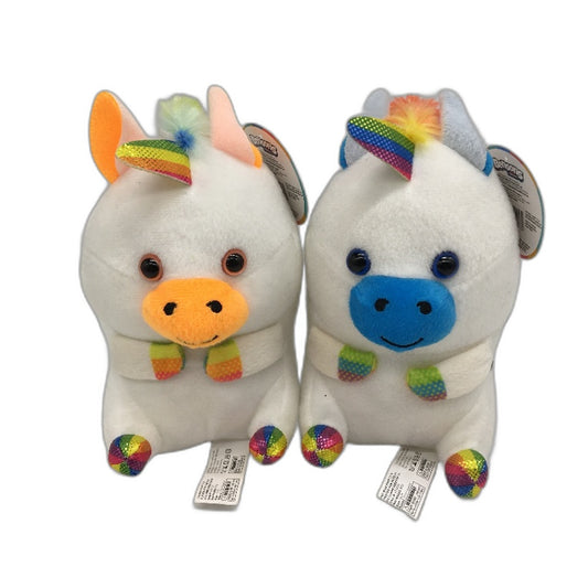 Bensons 2 Pack Rainbow Unicorn Soft Plush Toys Neon Orange & Blue Age 3Y+ NEW